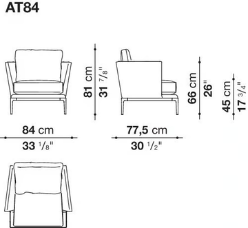 ATOLL - Leather armchair with armrests by B&B Italia - view 3